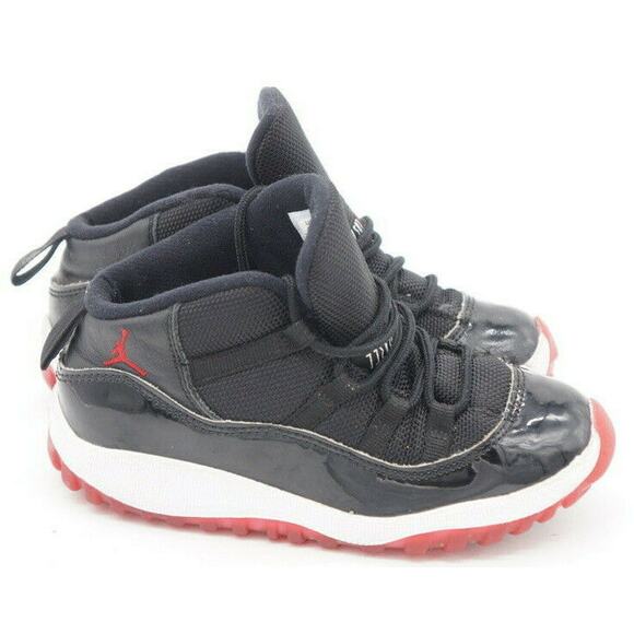 Nike Air Jordan 11 Retro XI TD Bred Black Red White 378040-061 Size 10C